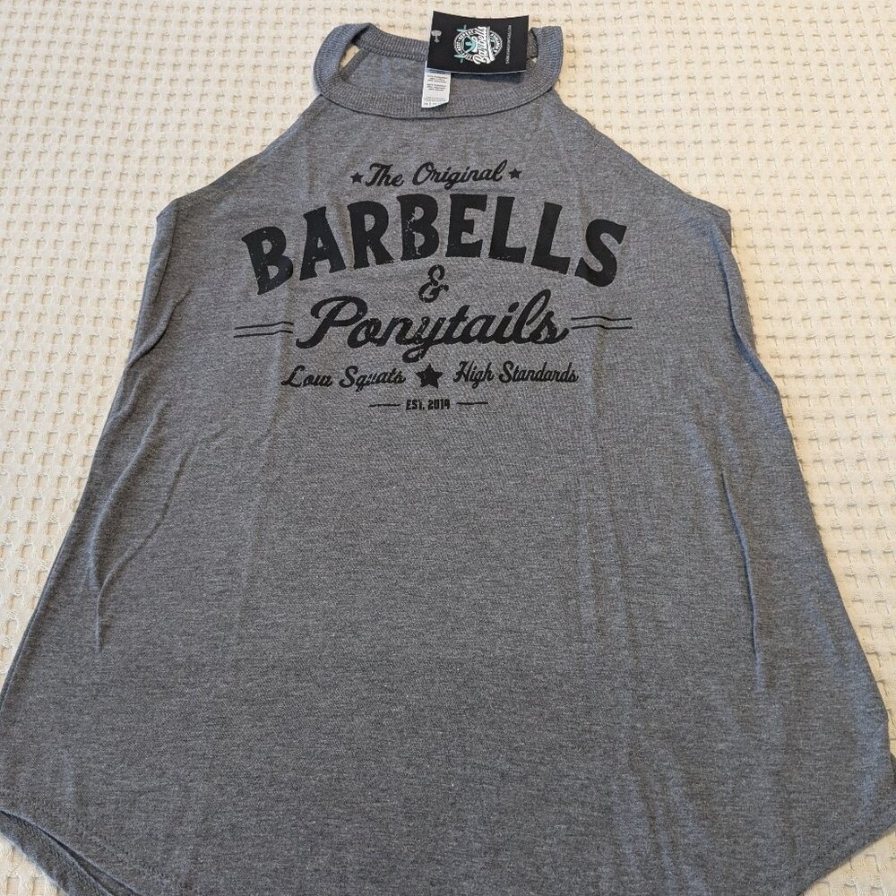 Barbells And Ponytails "LOGO" Flowy High Neck Tank Top NEW